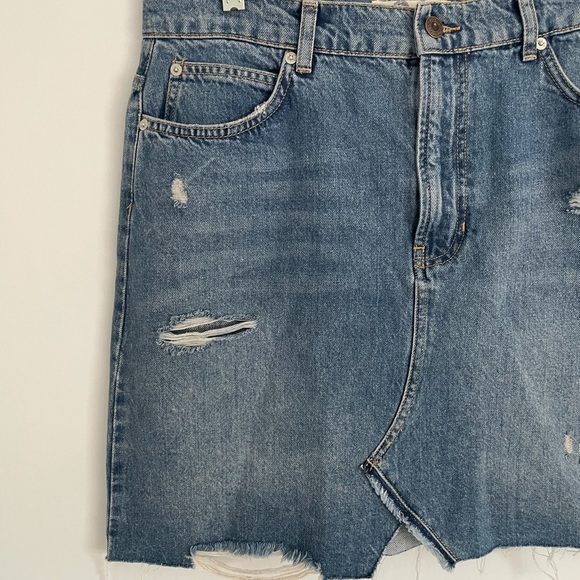 Free People Hallie Denim Distressed Mini Skirt - Picture 5 of 7
